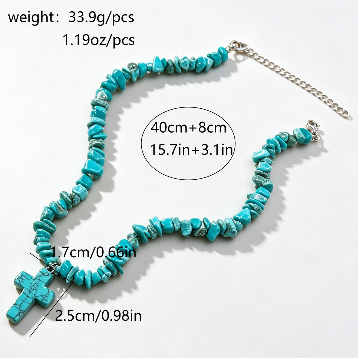 Boho Turquoise Cross Beaded Necklace