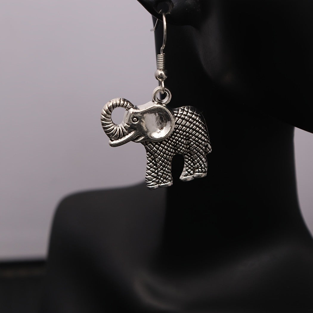 Vintage Boho Elephant Dangle Earrings
