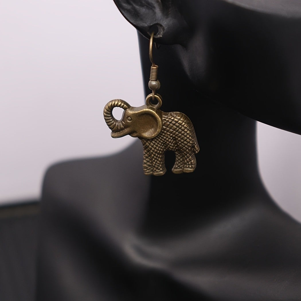 Vintage Boho Elephant Dangle Earrings