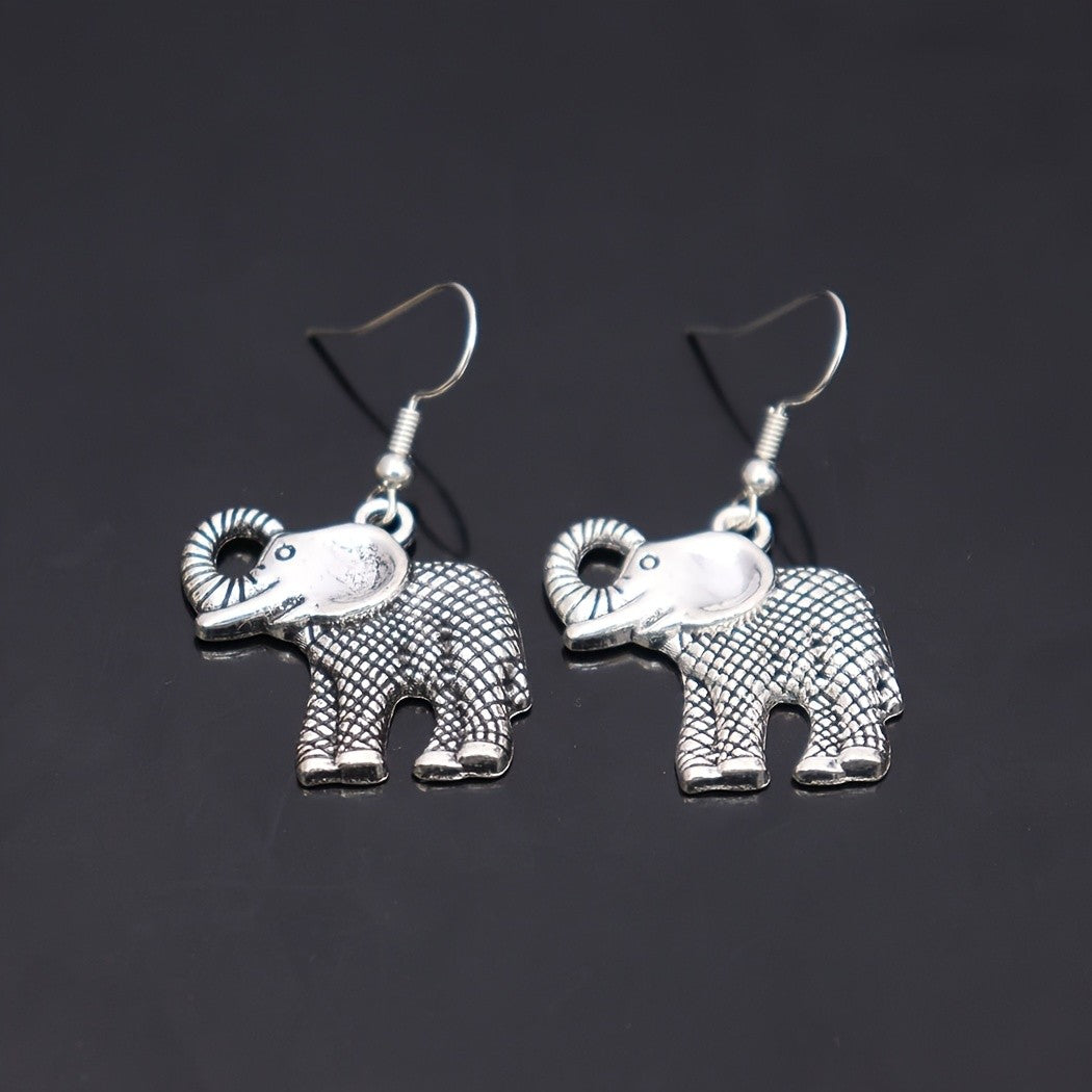 Vintage Boho Elephant Dangle Earrings