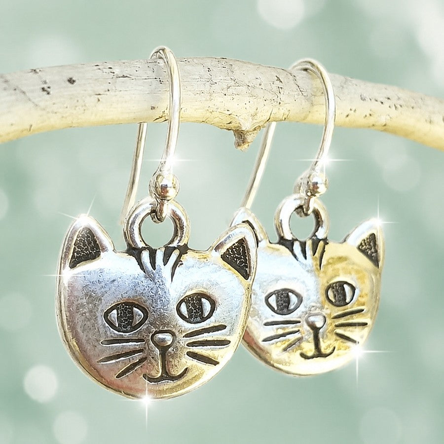 Dainty Cat Drop Earrings