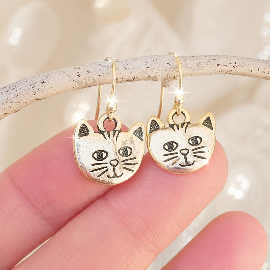 Dainty Cat Drop Earrings