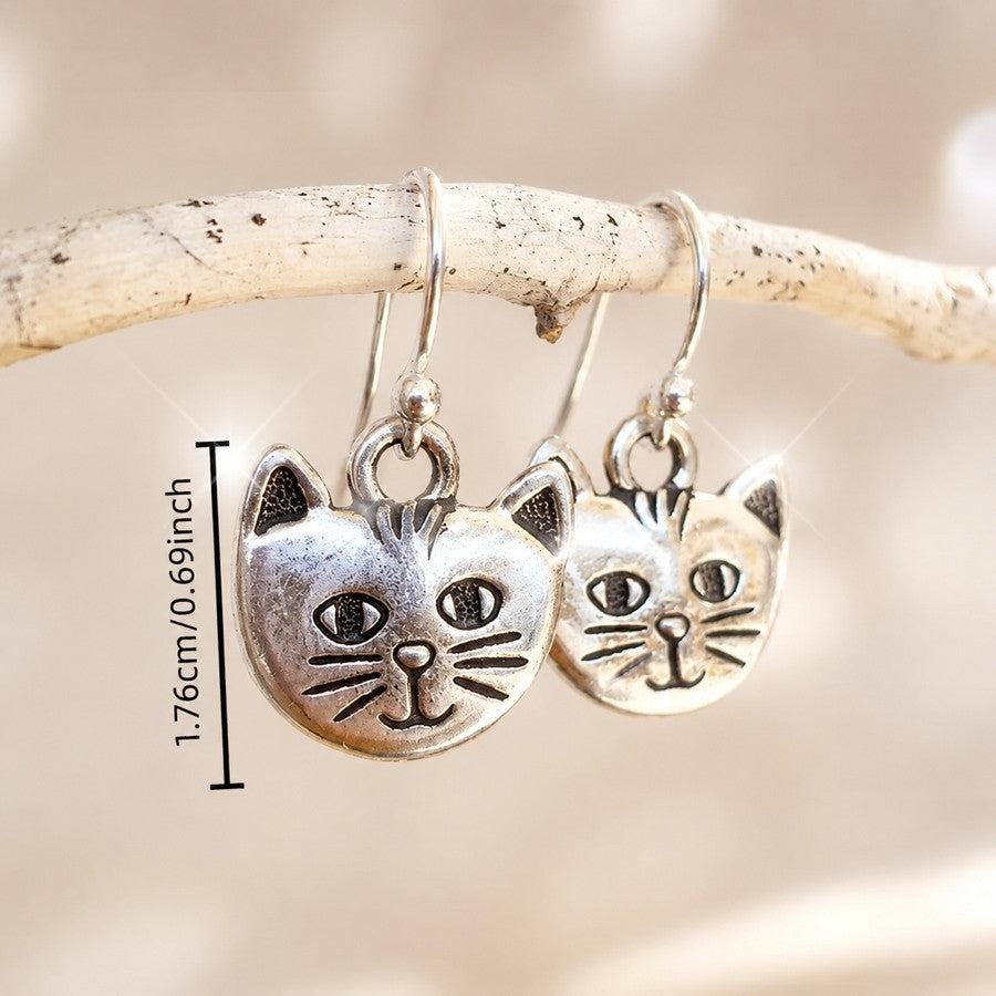 Dainty Cat Drop Earrings