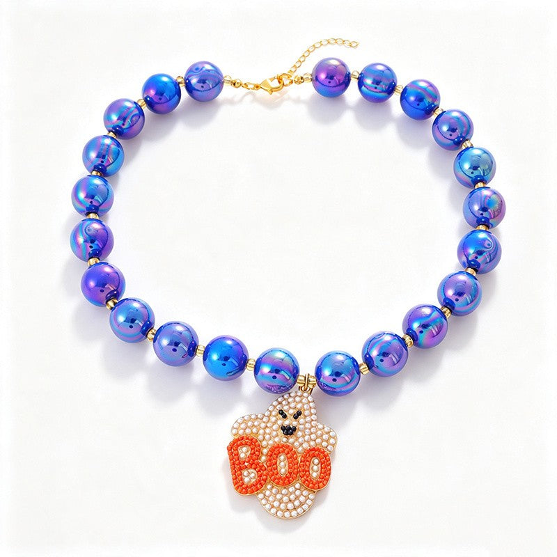 18k Boho Halloween Charm Beaded Necklace