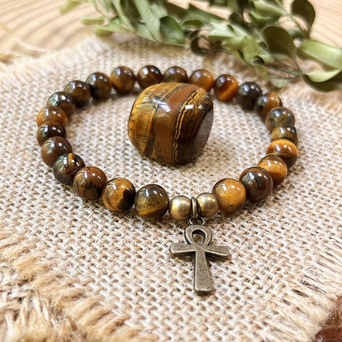 Vintage Tiger Eye Ankh Bracelet