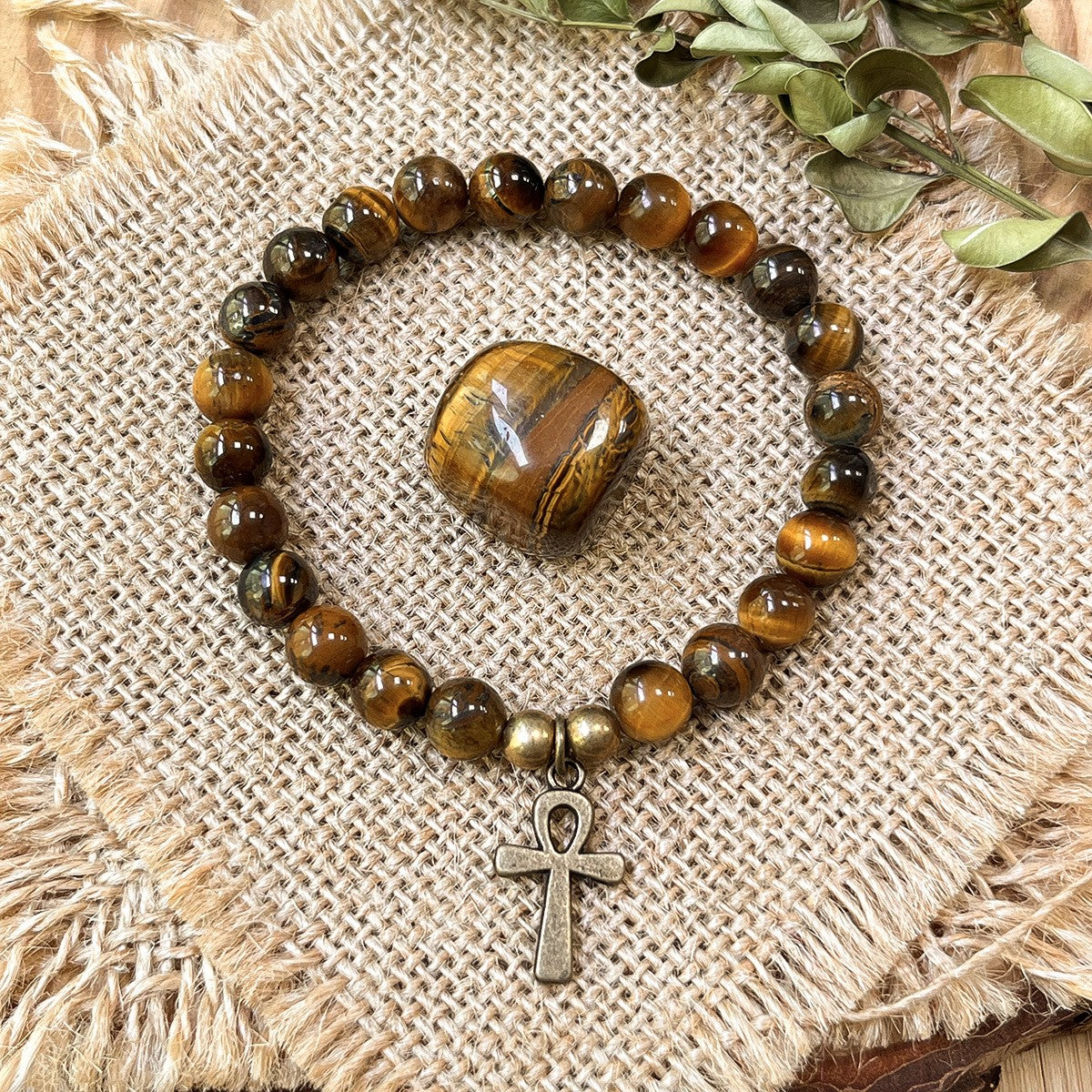 Vintage Tiger Eye Ankh Bracelet