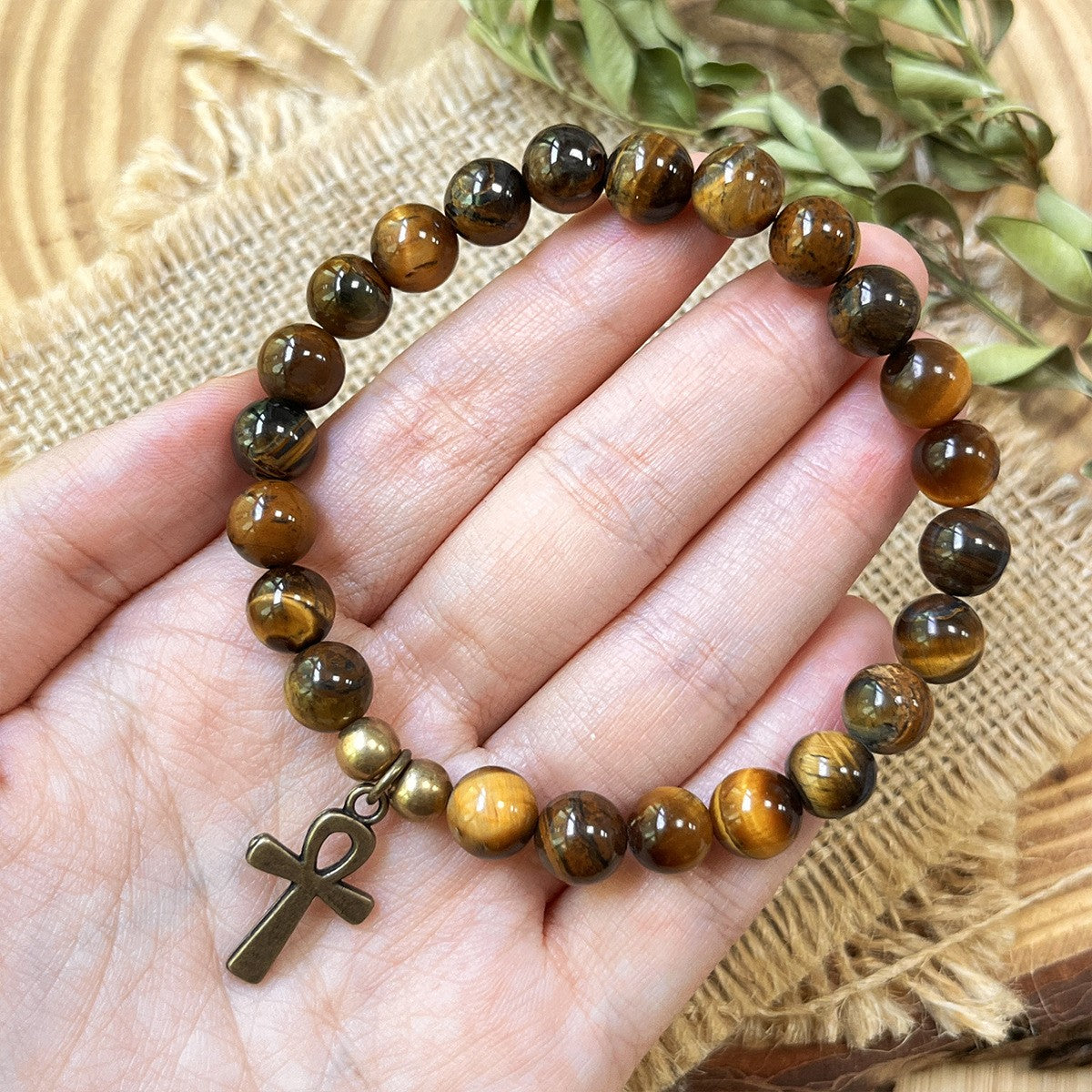 Vintage Tiger Eye Ankh Bracelet