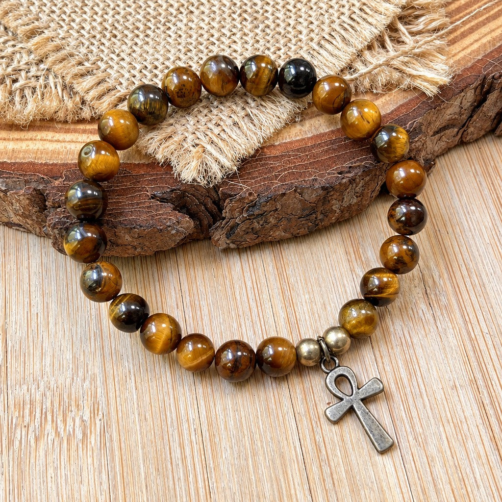 Vintage Tiger Eye Ankh Bracelet