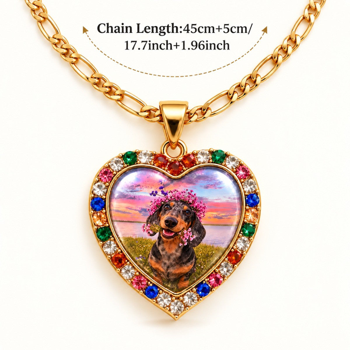 Boho Dachshund Heart Necklace