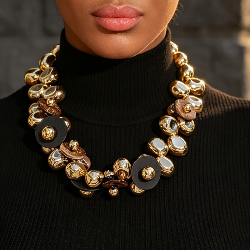 Classy Retro Geometric Resin Choker Necklace
