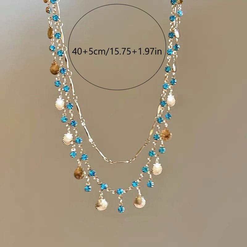 Boho Blue Stone Shell Necklace
