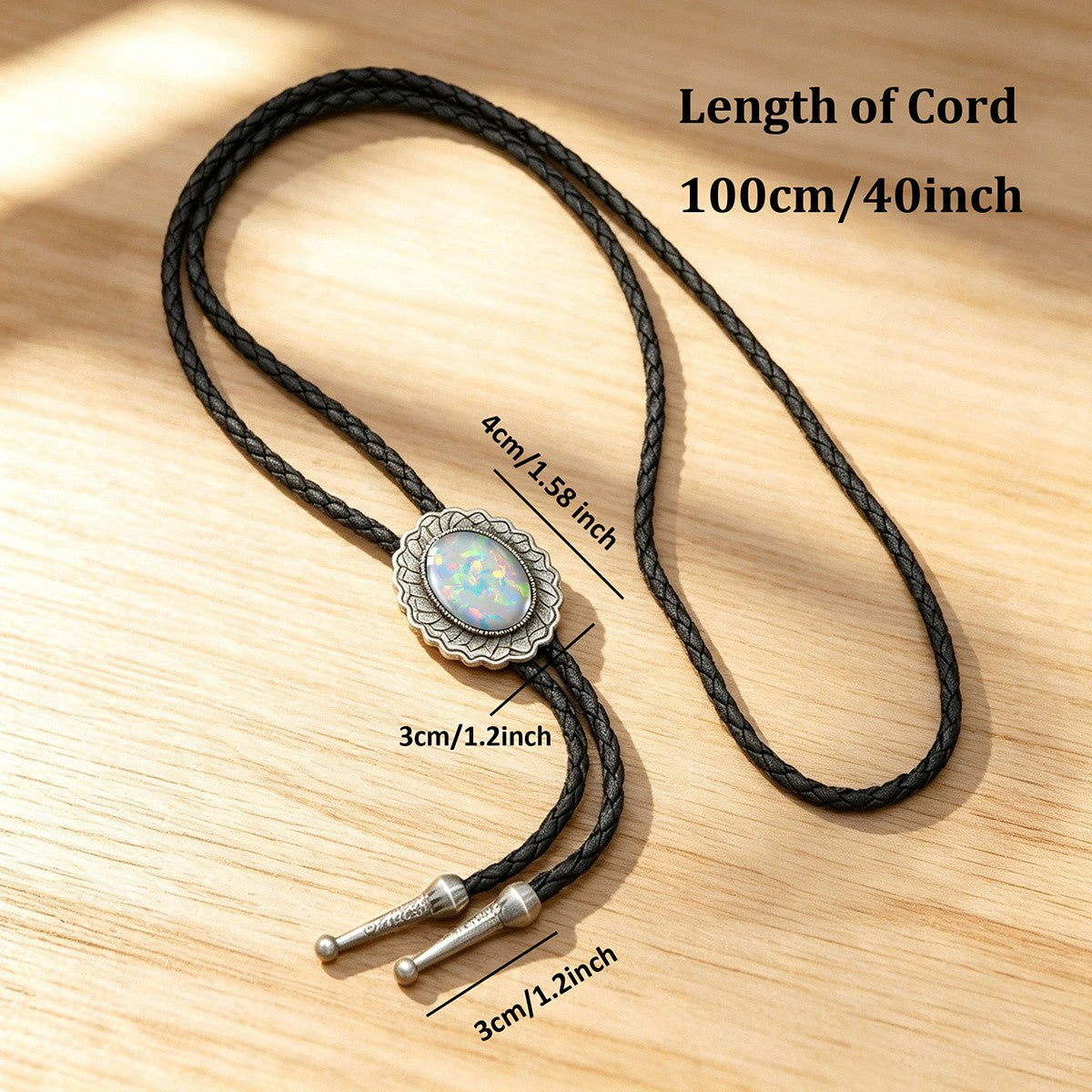 Boho Iridescent Opal Bolo Necklace