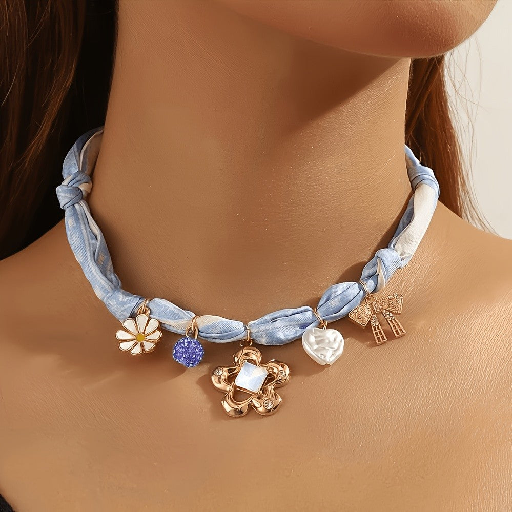 Dainty Floral Zircon Choker Necklace