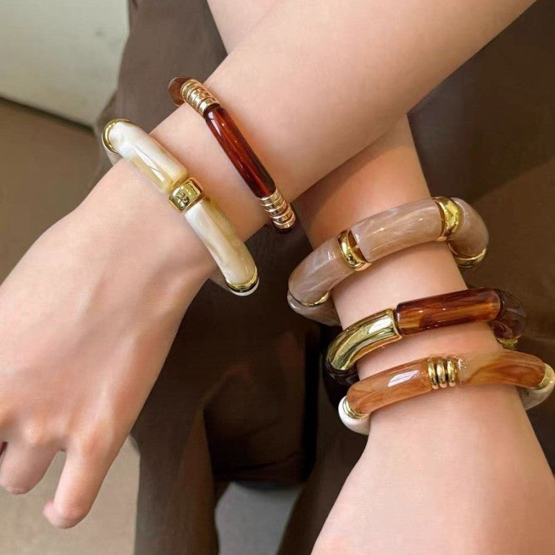 Classy Amber Tube Cuff Bracelet