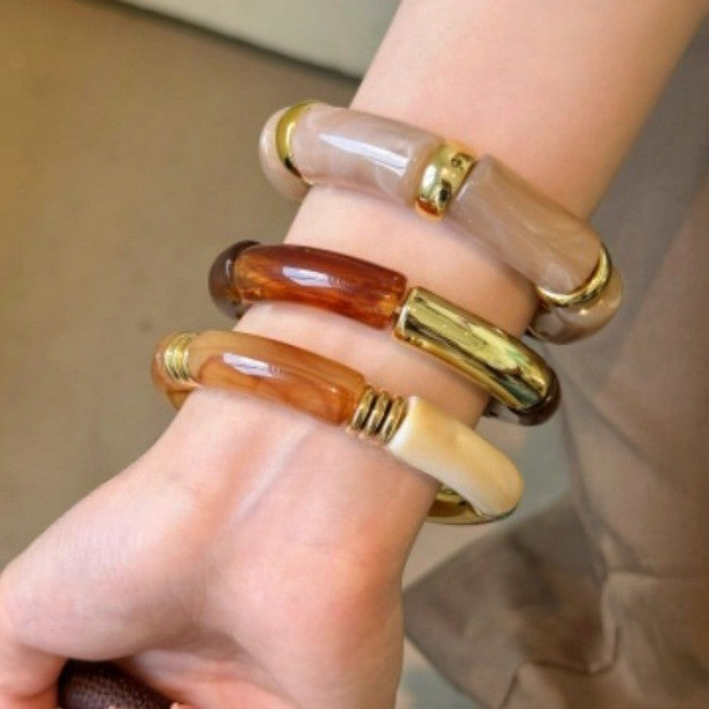 Classy Amber Tube Cuff Bracelet
