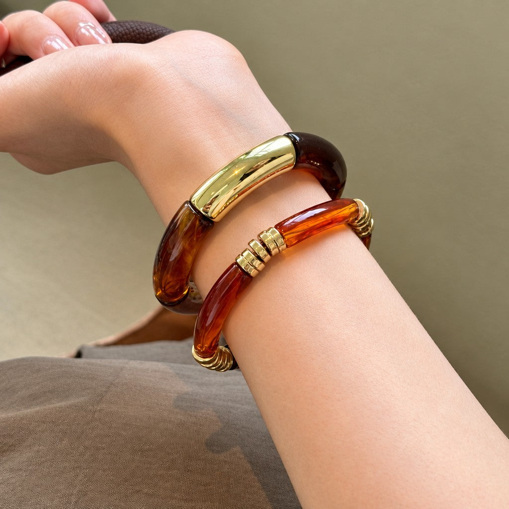 Classy Amber Tube Cuff Bracelet