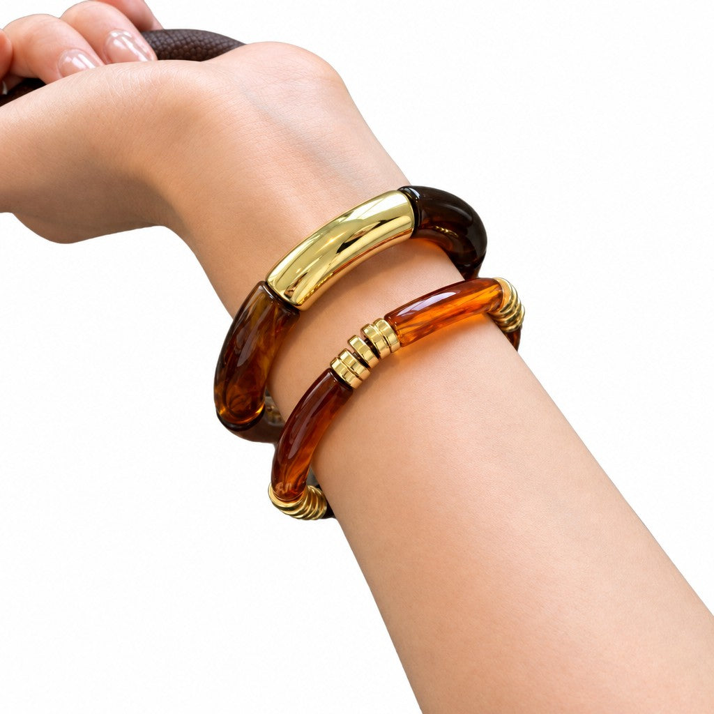 Classy Amber Tube Cuff Bracelet