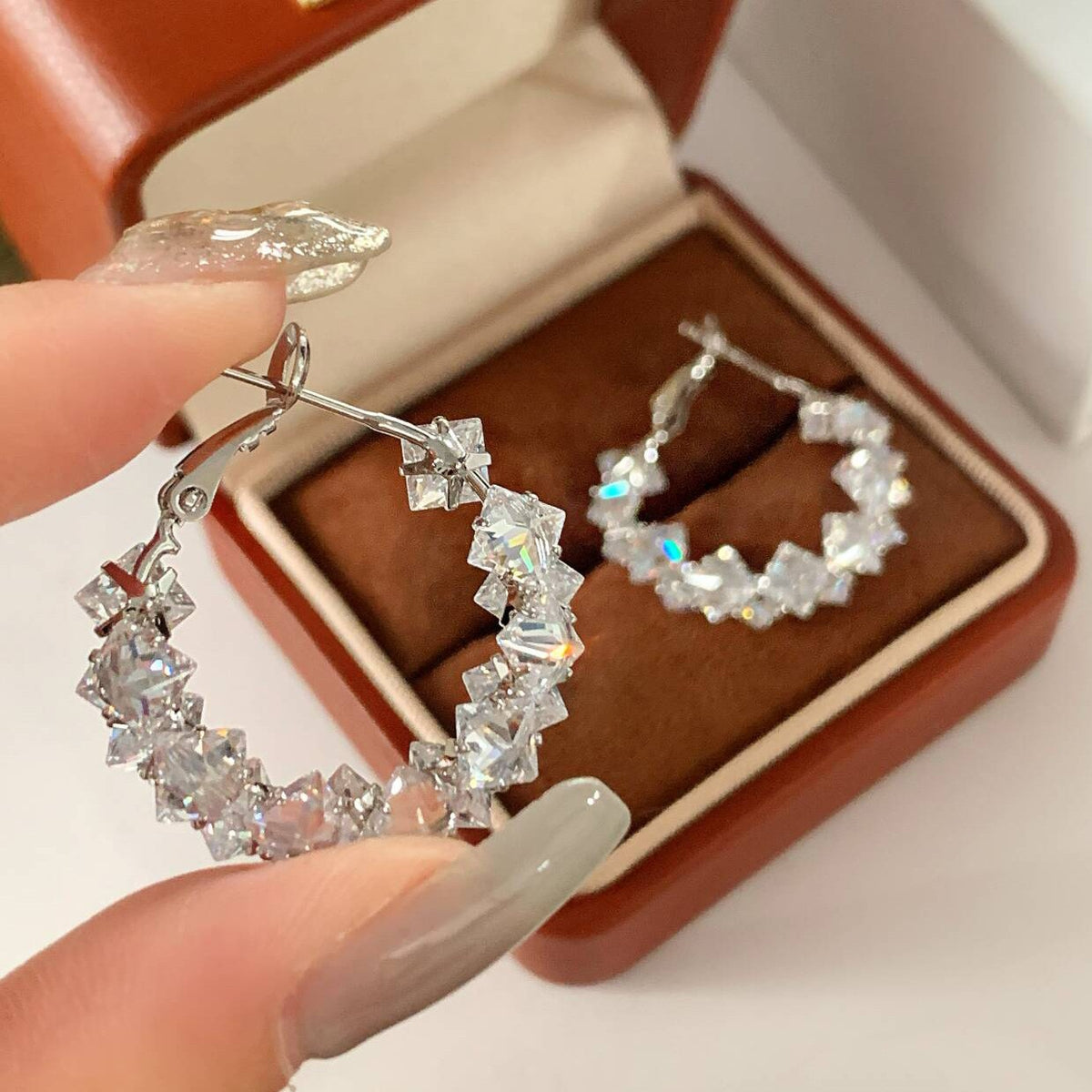Elegant Zircon Hoop Earrings