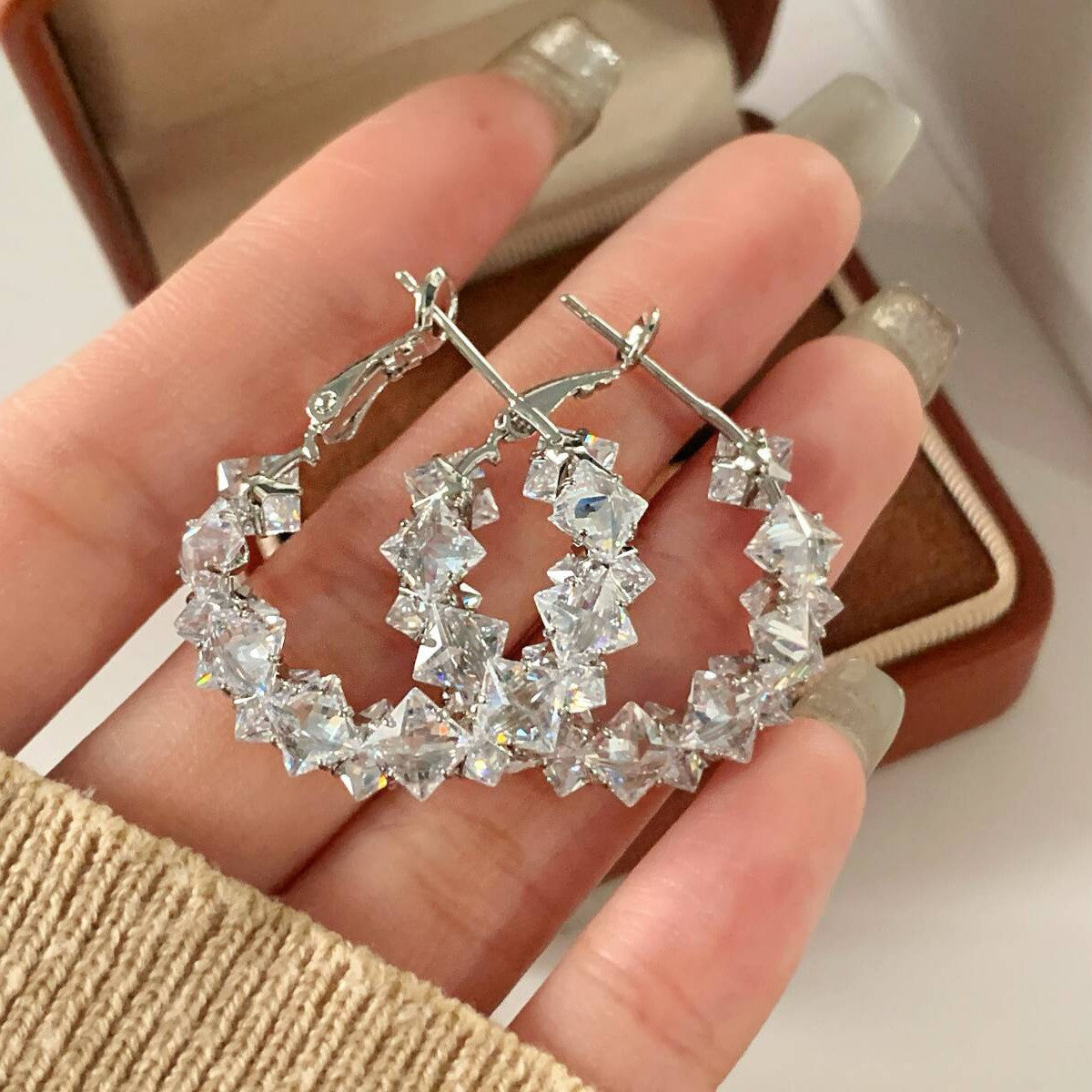 Elegant Zircon Hoop Earrings