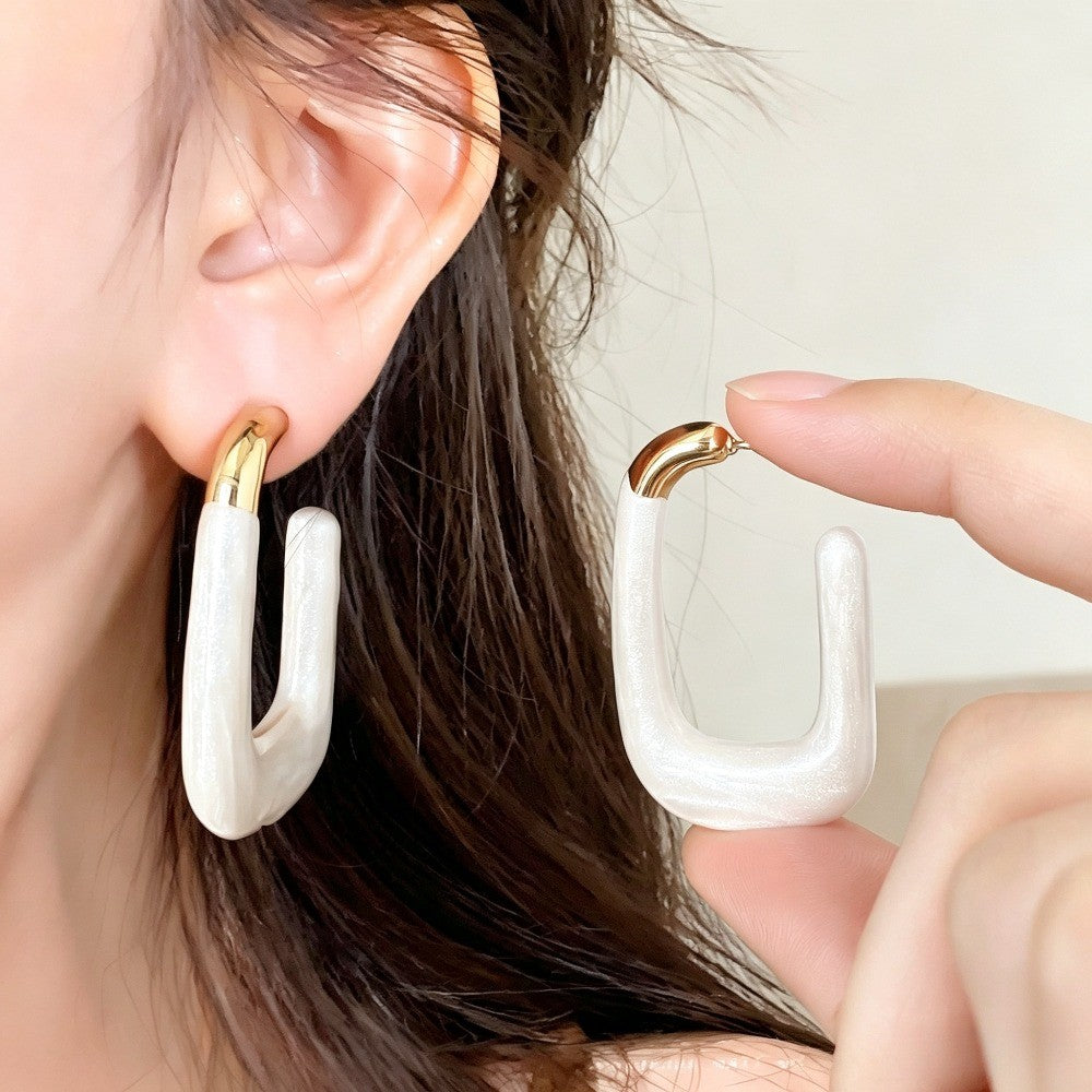 Classy Vintage Red U-Shaped Hoop Earrings
