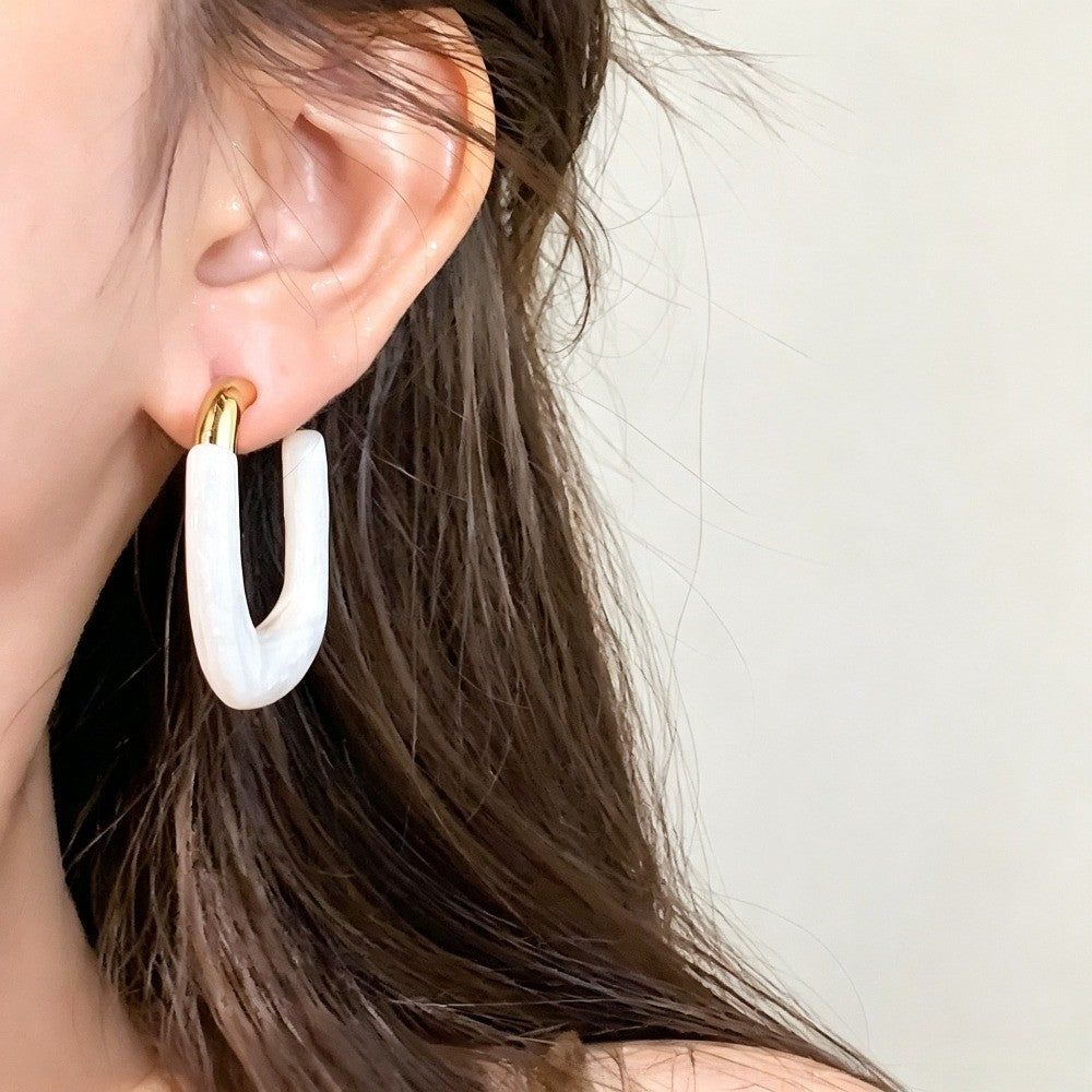 Classy Vintage Red U-Shaped Hoop Earrings