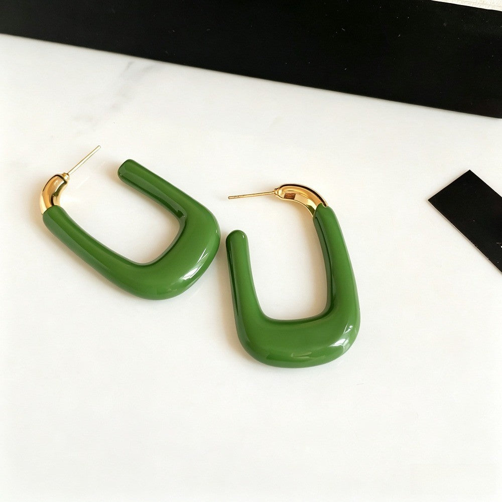 Classy Vintage Red U-Shaped Hoop Earrings