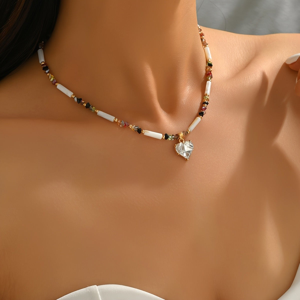 Boho Multicolor Heart Necklace
