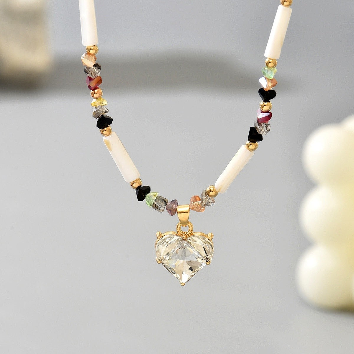 Boho Multicolor Heart Necklace