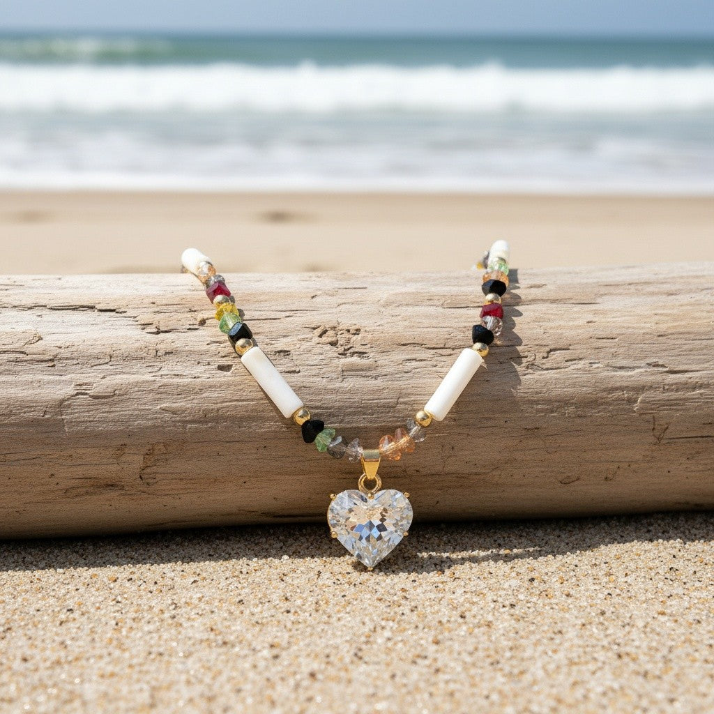 Boho Multicolor Heart Necklace