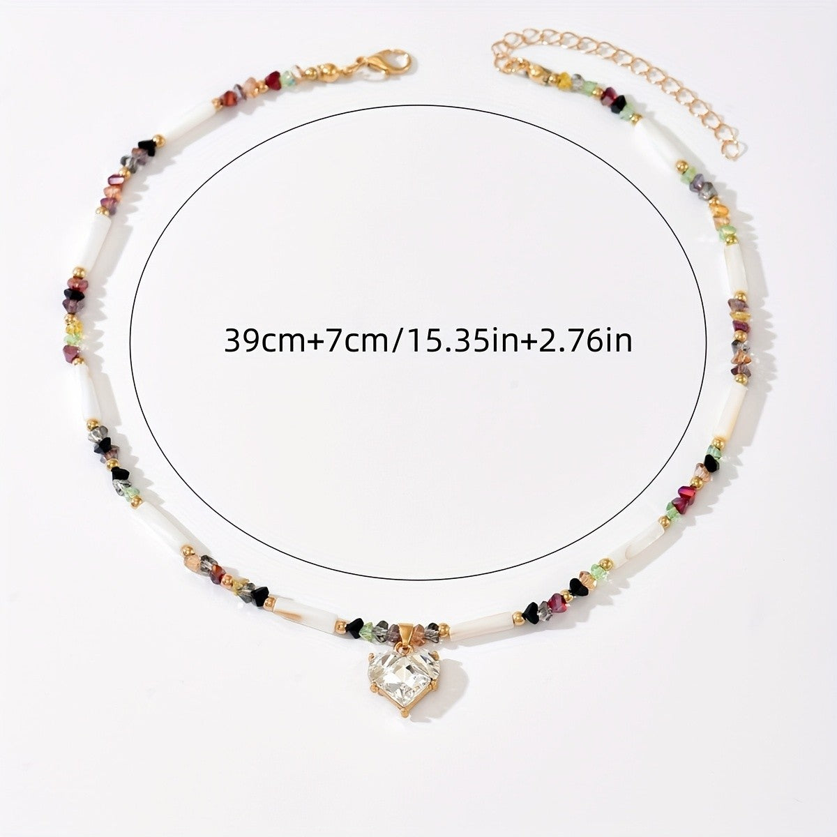 Boho Multicolor Heart Necklace
