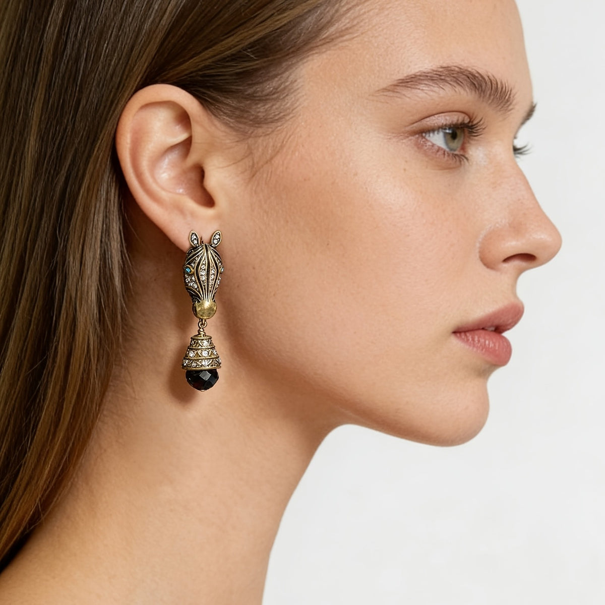 Elegant Zircon Zebra Drop Earrings