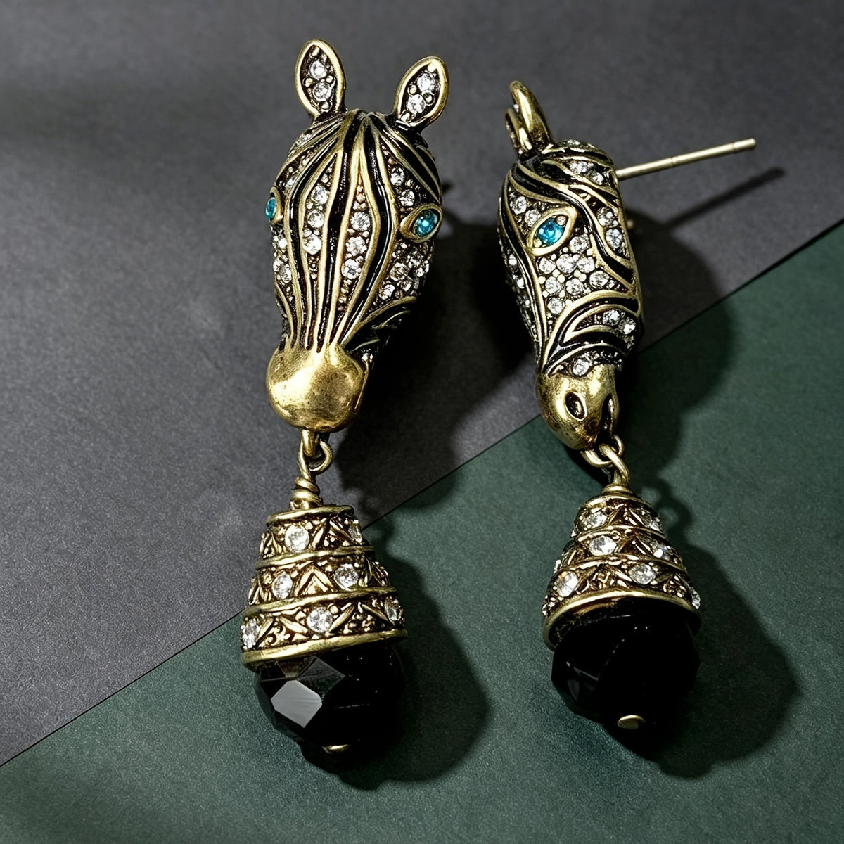 Elegant Zircon Zebra Drop Earrings