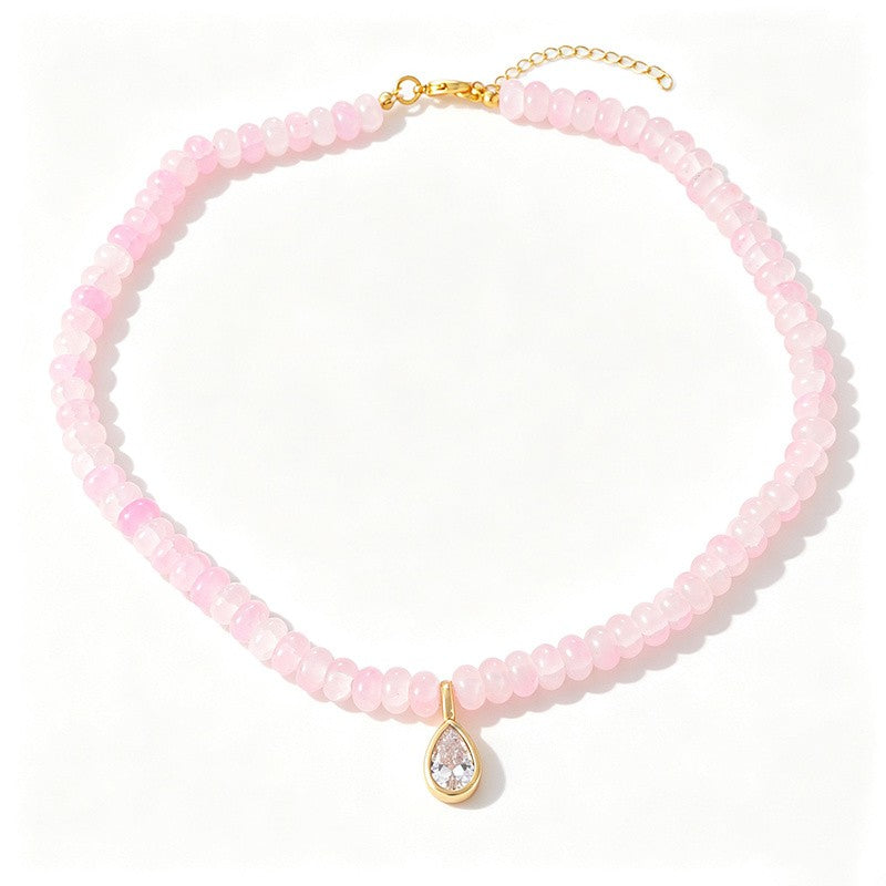 18k Layered Heart & Pearl Bead Necklace