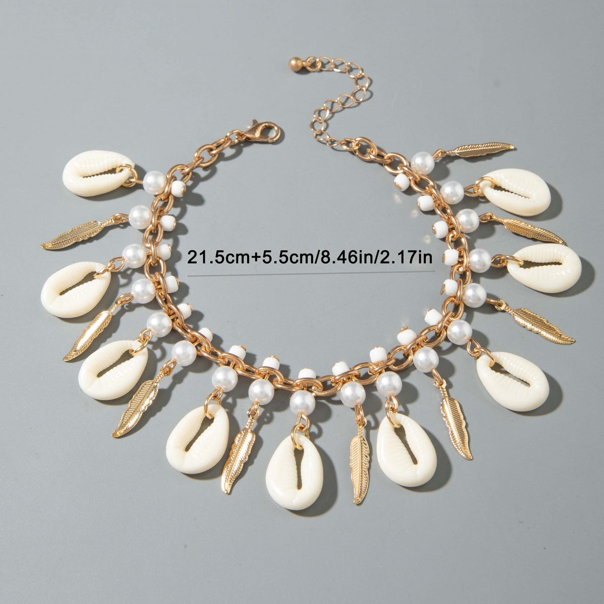 Boho Faux Pearl Shell Anklet