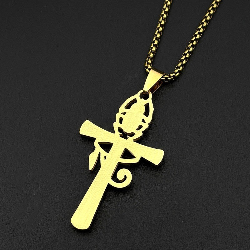 Classy Scarab Ankh Pendant Necklace