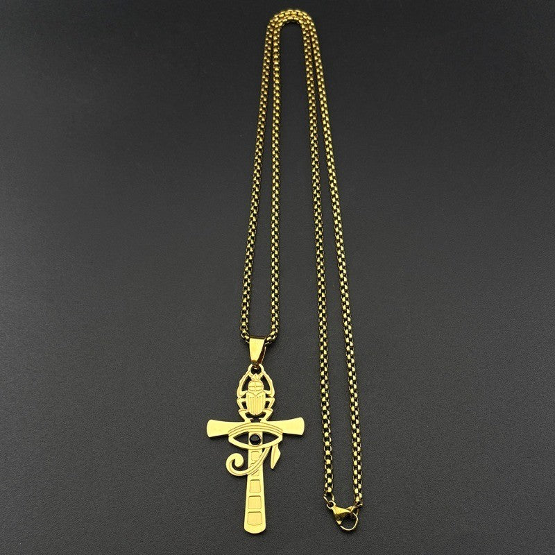 Classy Scarab Ankh Pendant Necklace