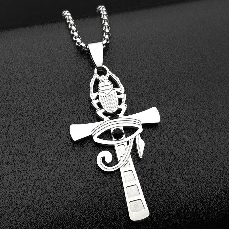 Classy Scarab Ankh Pendant Necklace