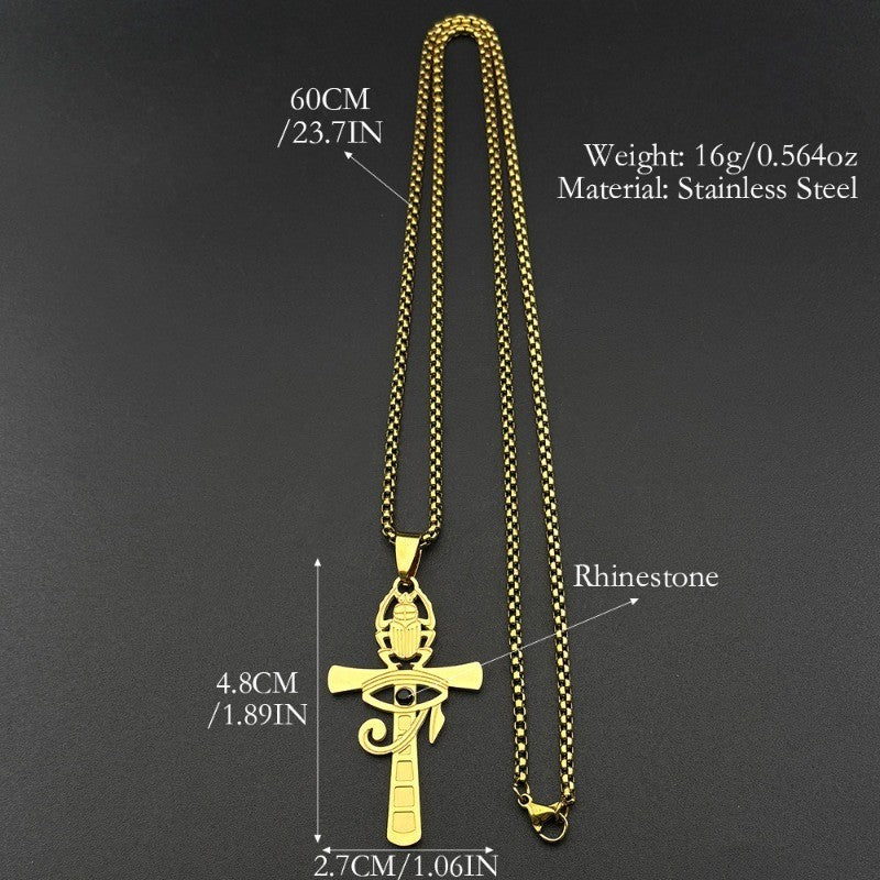 Classy Scarab Ankh Pendant Necklace