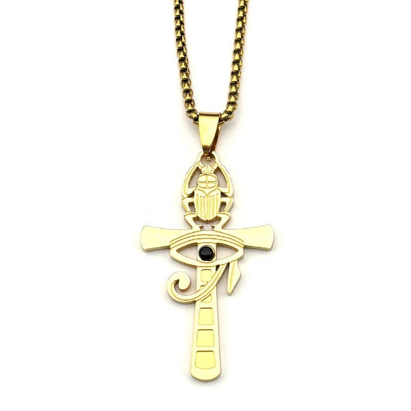 Classy Scarab Ankh Pendant Necklace