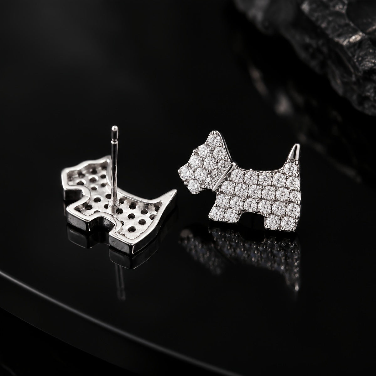 14k Dainty Puppy Stud Earrings