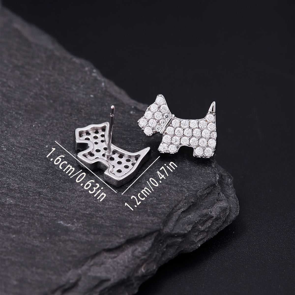 14k Dainty Puppy Stud Earrings