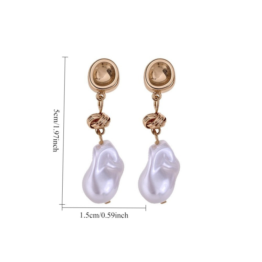 Classy Woven Knot Baroque Pearl Earrings