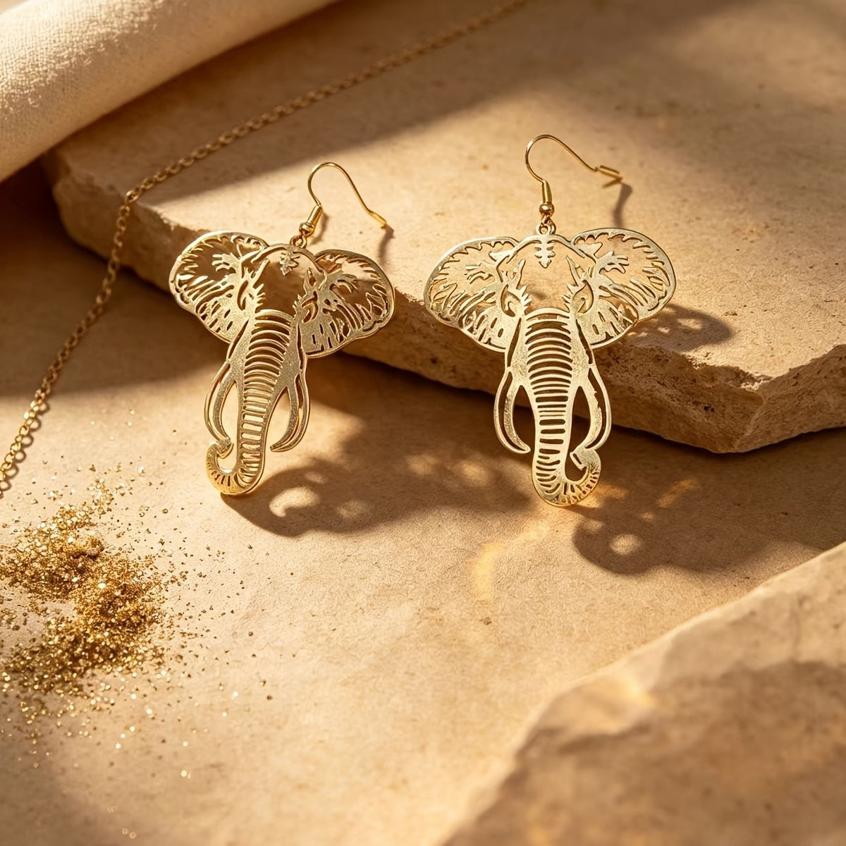18k Vintage Boho Elephant Earrings