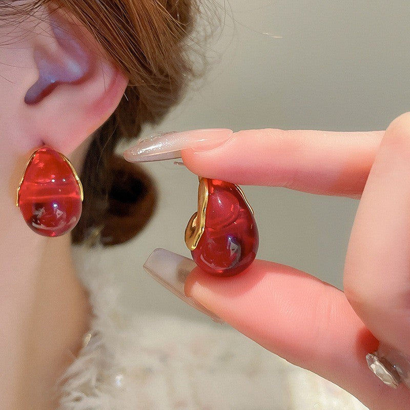 18k Boho Resin Water Drop Earrings