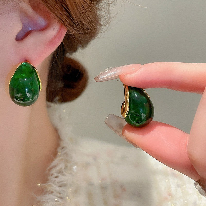 18k Boho Resin Water Drop Earrings