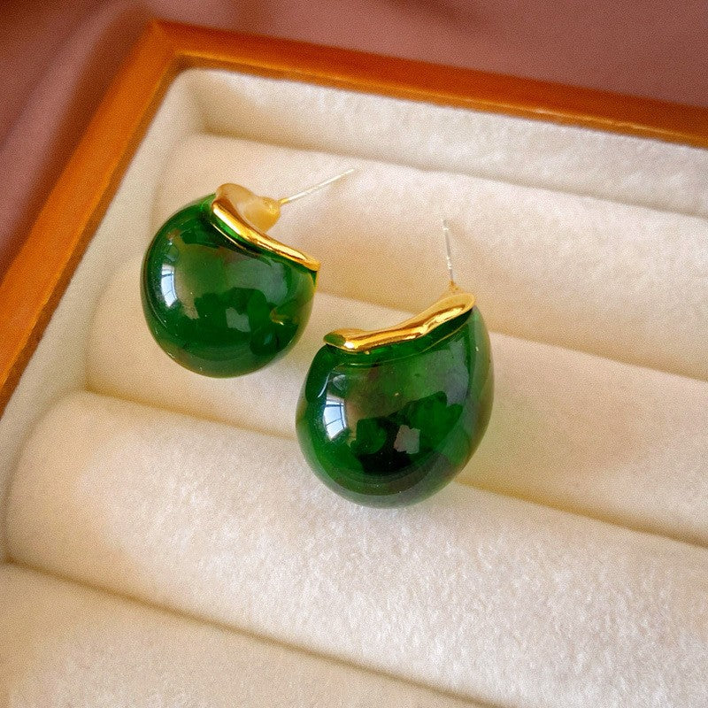 18k Boho Resin Water Drop Earrings