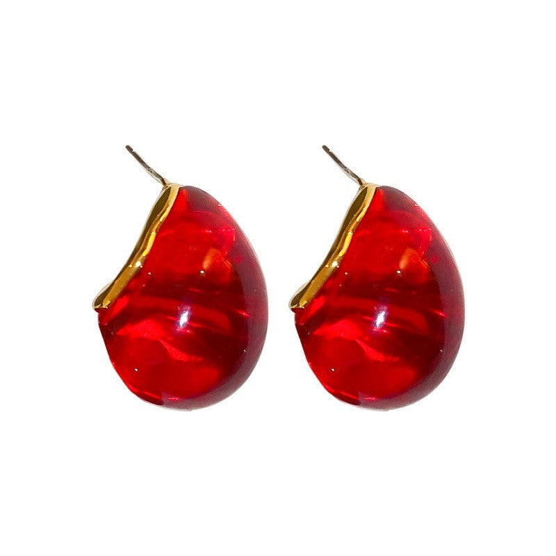 18k Boho Resin Water Drop Earrings