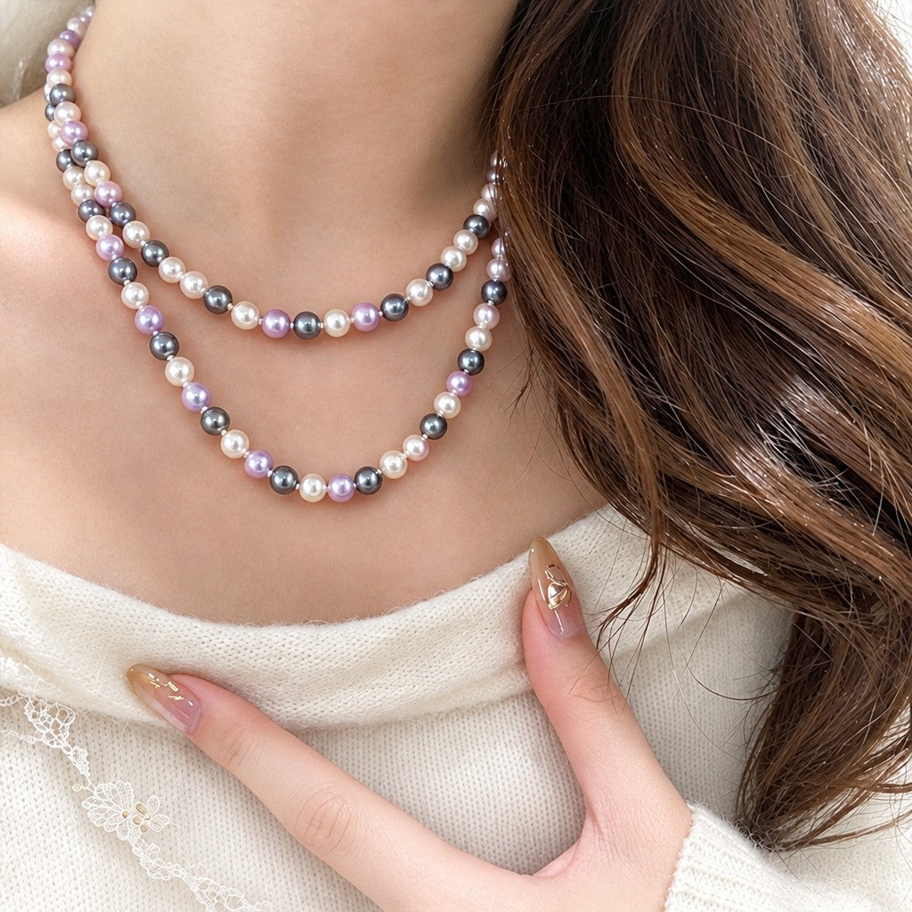 Elegant Multi-Tone Faux Pearl Necklace