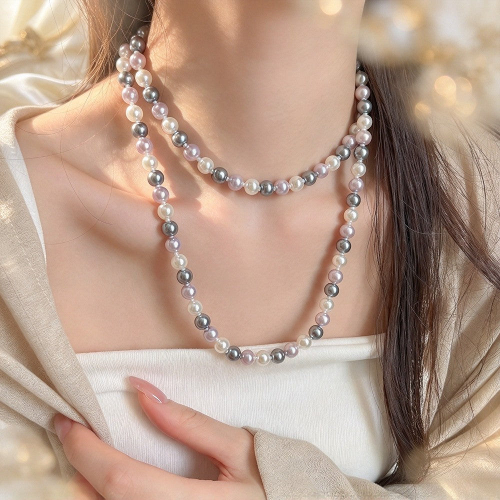 Elegant Multi-Tone Faux Pearl Necklace