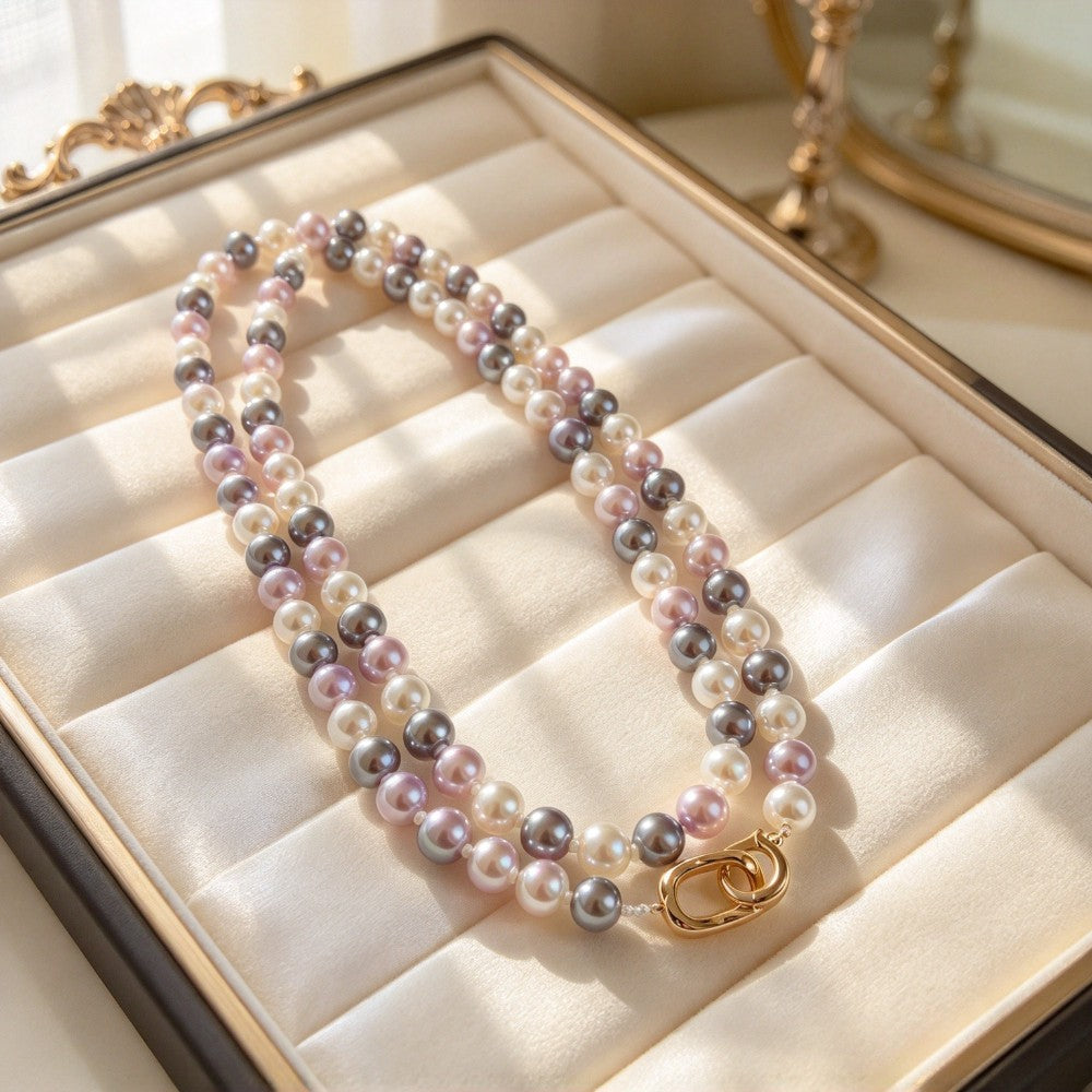 Elegant Multi-Tone Faux Pearl Necklace